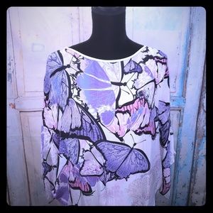 Robert Graham silk butterfly poncho top large